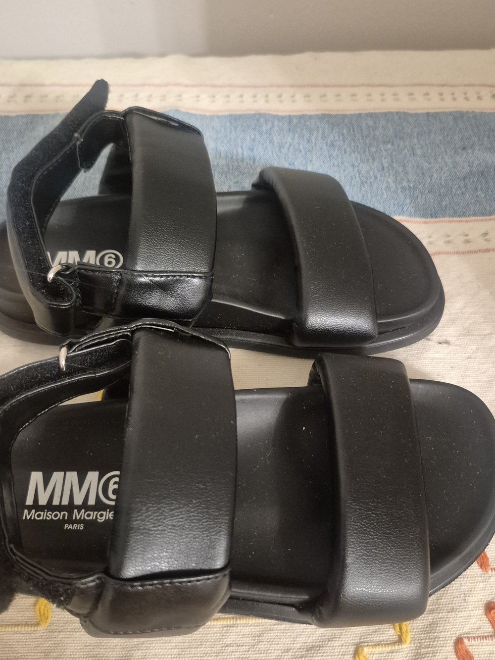 MM6 Maison Martin Margiela Black Kids' Padded Strap Sandals
